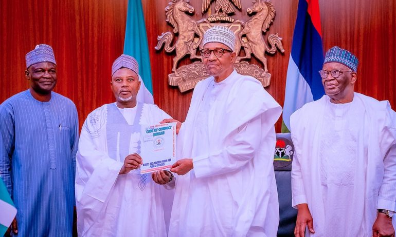 JUST IN: Buhari receives asset declaration form from CCB