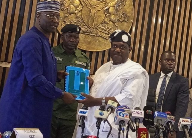 PICTORIAL: Boss Mustapha hands over SGF documents to Akume