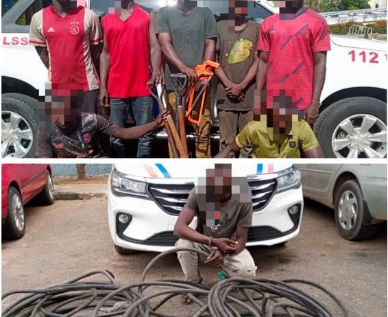 Police arrest eight electric cable vandals in Lagos