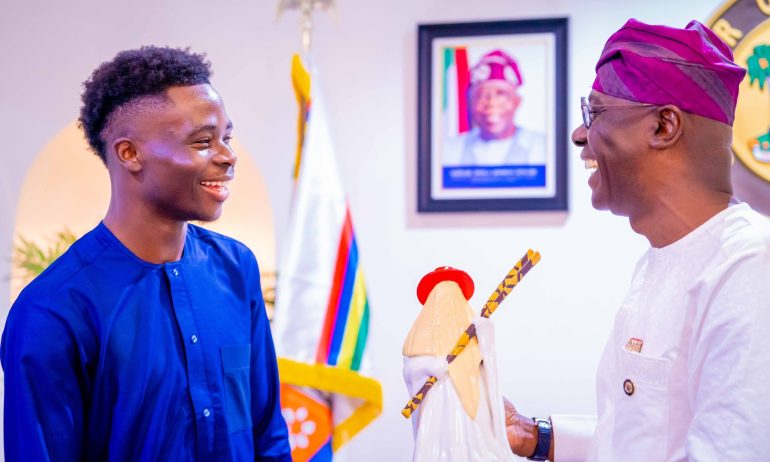 Arsenal star Saka visits Sanwo-Olu